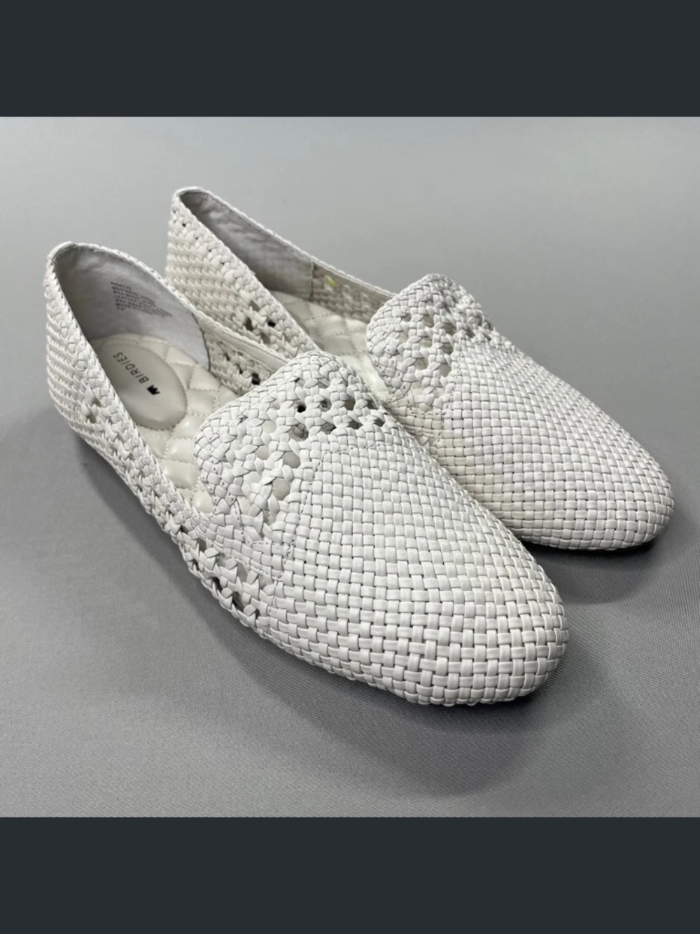 NEW Birdies Shoes Womens 7.5 off white leather starling woven loafers flats